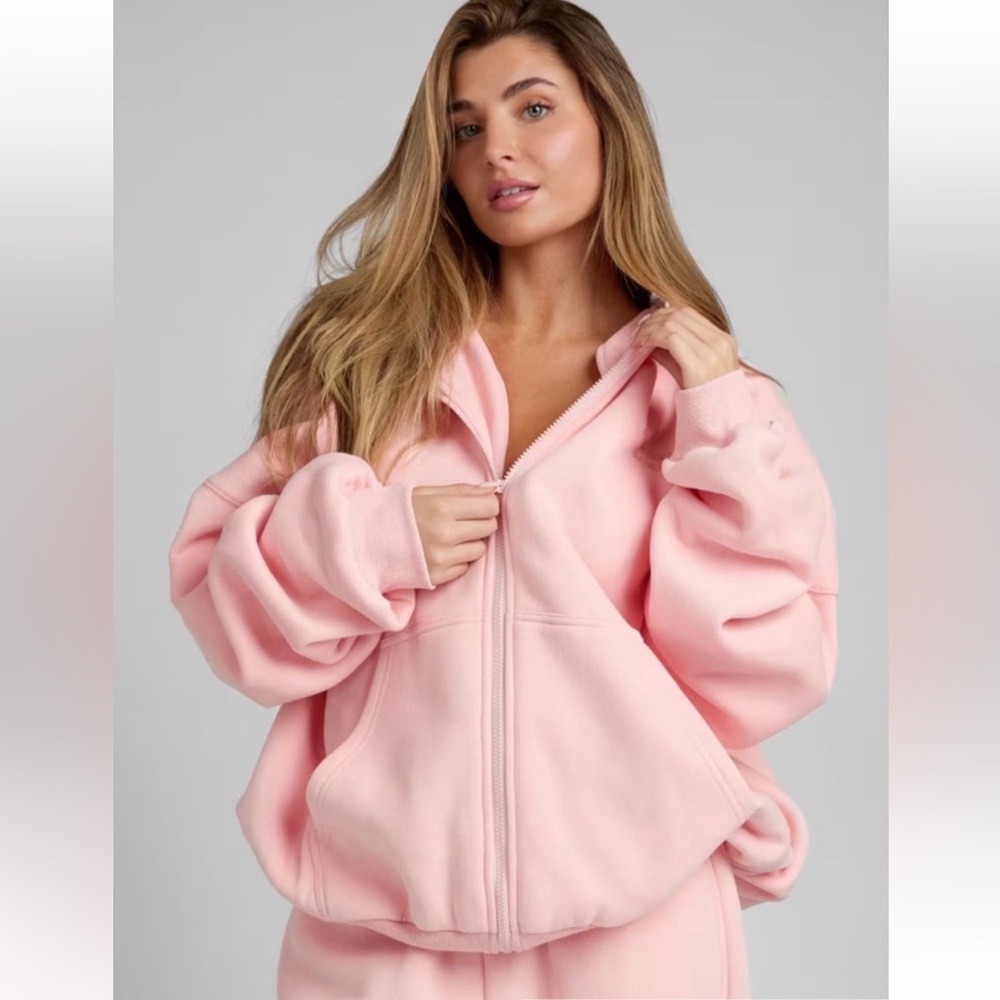 Comfrt The Pastel Edit Hoodie XS Pink Zip Up Oversized Cozy Viral